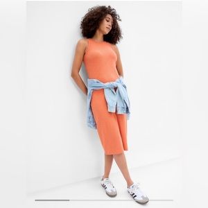 Gap Sleeveless Midi Dress - Coral Orange S - Knit dress lightweight